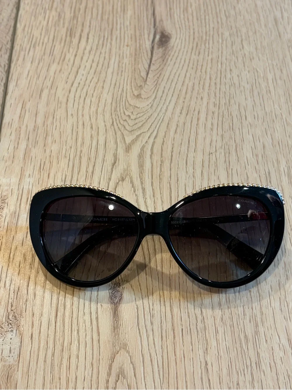 Coach HC8157 Cat Eye Sunglasses Black Gray Gradient 56mm
